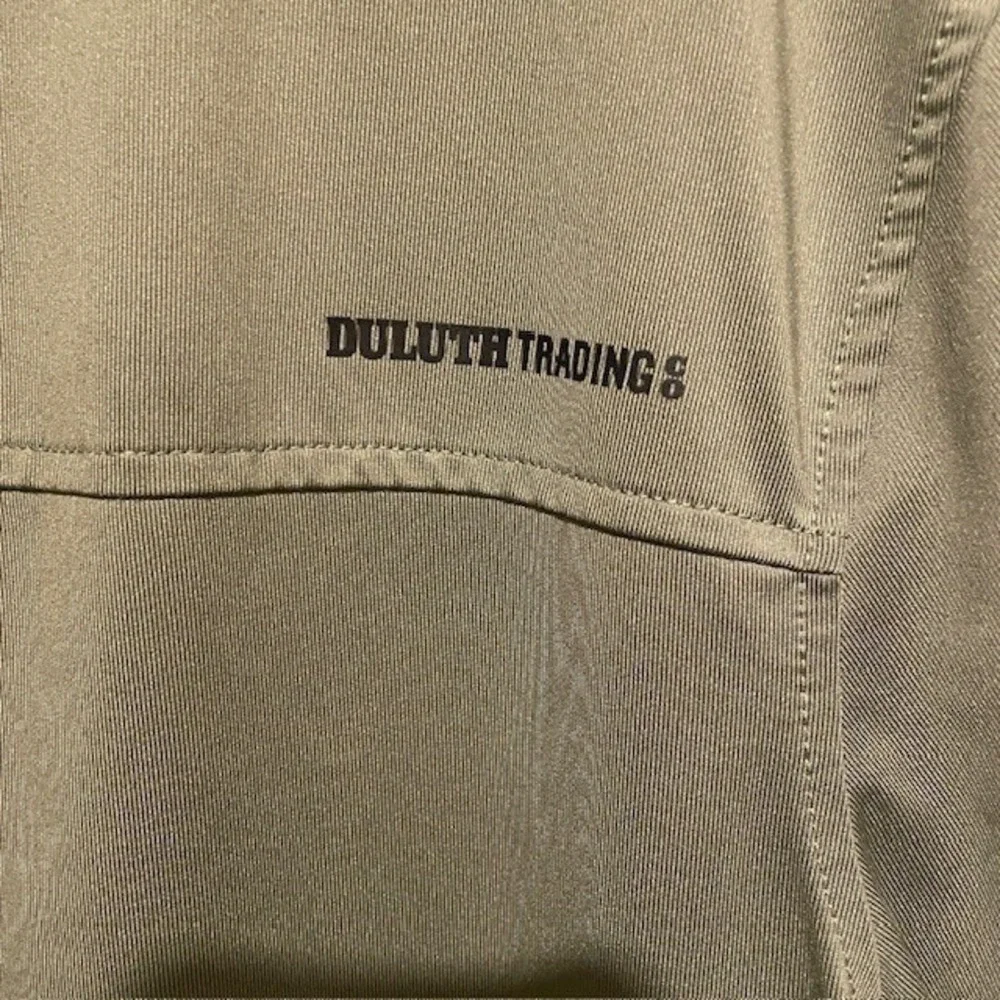 Duluth Trading Co Mens Relaxed Fit Polo Shirt Olive Green Pocket Stretch Large